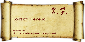Kontor Ferenc névjegykártya